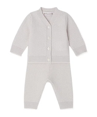 Bonpoint Jahiel V-neck Set With Fancy Cashmere Knit In Gray