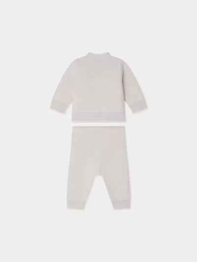 Bonpoint Jahiel V-neck Set With Fancy Cashmere Knit In Gray