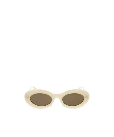 Saint Laurent Eyewear Oval Frame Sunglasses In Brown