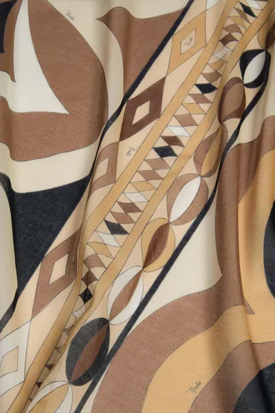 Pucci Geometric-pattern Pareo In Brown