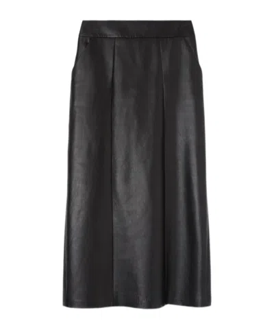 Ermanno Scervino Leather Sheath Skirt In Black