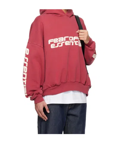 Essentials Red Holiday Cropped Relaxed Hoodie In Red