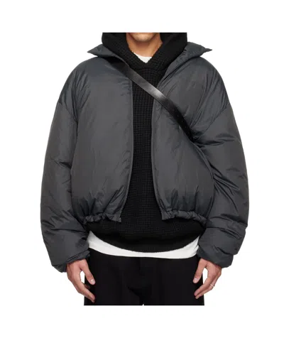 Essentials Holiday Ripstop Nylon Puffer Down Jacket In Gray