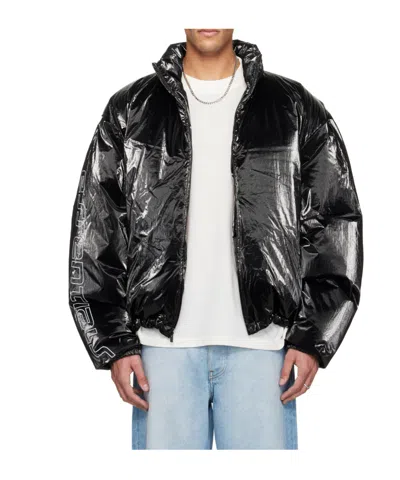 Essentials Ripstop Nylon Puffer Jacket In Black