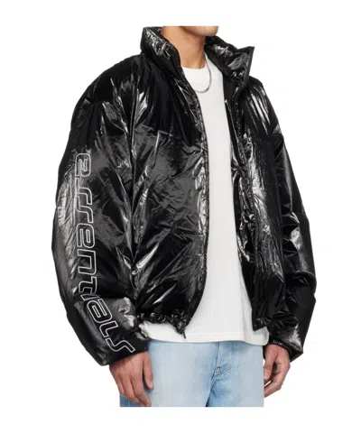 Essentials Ripstop Nylon Puffer Jacket In Black