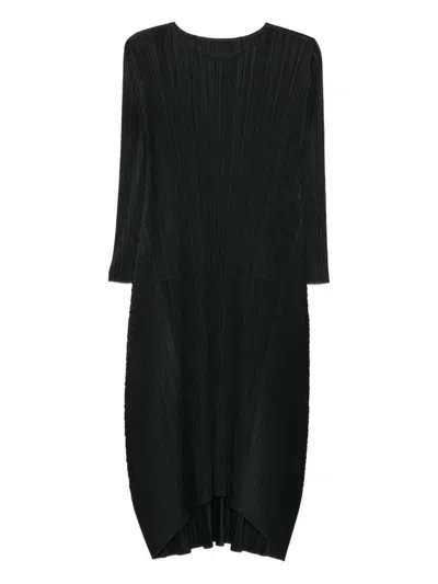 Issey Miyake Pleated Maxi Dress In Black