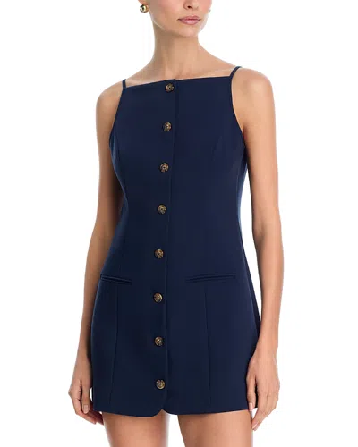 French Connection Azra Twill Square Neck Mini Dress In Blue