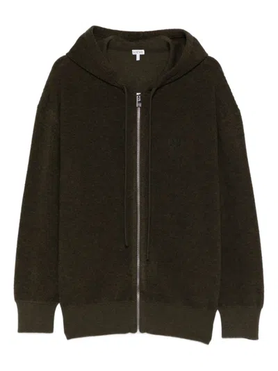 Loewe Wool-blend Terry Anagram Hoodie In Green