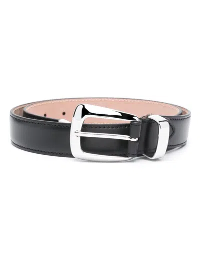 Khaite Benny Leather Belt In Black