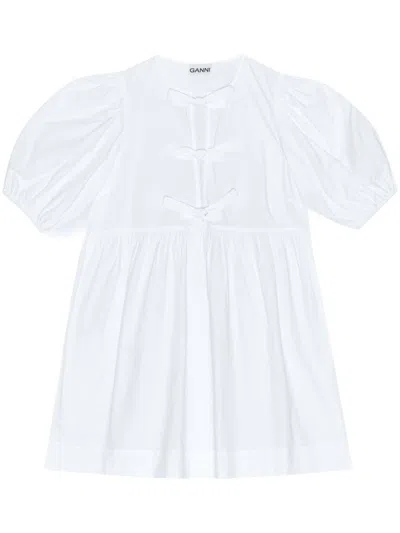 Ganni Women Organic Cotton Mini Dress In White