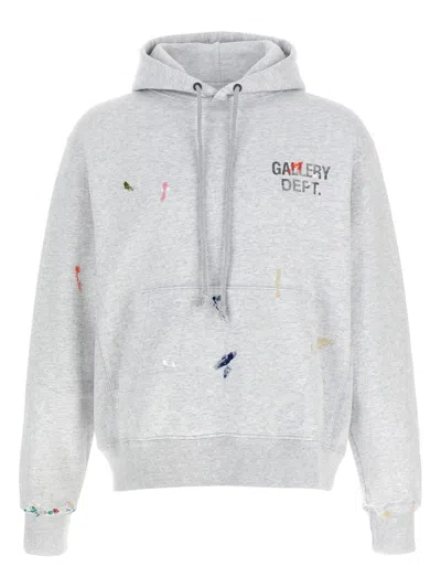 Gallery Dept. Logo-print Paint-splattered Cotton-jersey Hoodie In White