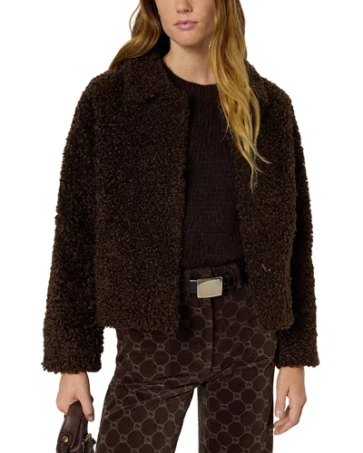 Gerard Darel Mavis Faux Fur Jacket In Brown