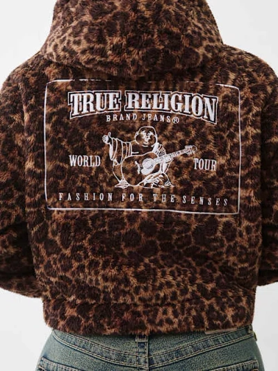 True Religion Women's Leopard Half-zip Hoodie In Brown