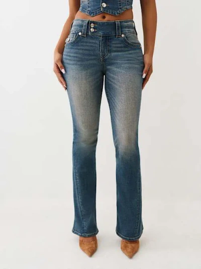 True Religion Joey Low Rise Twisted Seam Flare Leg Jeans In Blue