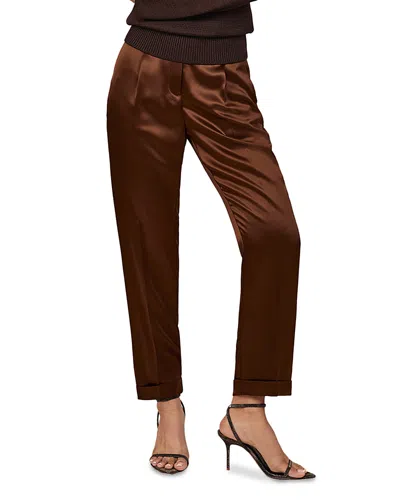 Reiss Celia Satin Tapered Trousers In Brown