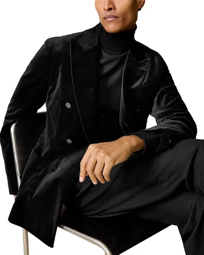 Reiss Royale Double Breasted Peak Velvet Blazer In Black