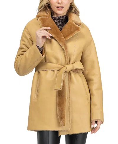 Gorski Merino Shearling Lamb Stroller Coat In Gold
