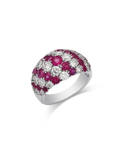 Bloomingdale's Fine Collection Bloomingdale's Ruby & Diamond Band Ring In 14k White Gold In Red