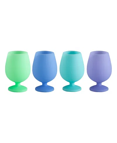 Porter Green Stemm Silicone Unbreakable Wine Glasses - Set Of 4 In Green