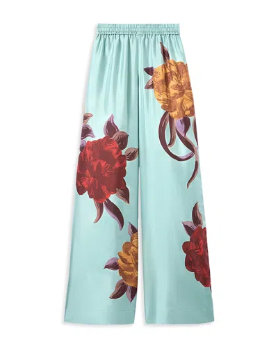 La Doublej La Double J Printed Silk-twill Palazzo Trousers In Green
