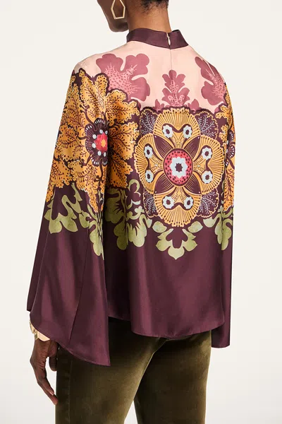 La Doublej La Double J Make An Exit Printed Silk Top In Burgundy