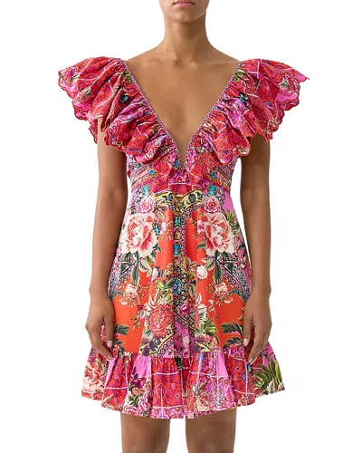 Camilla Frill Neck Mini Dress In Multi