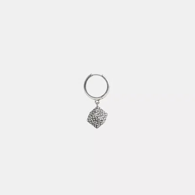 Coach Quilted Cube Huggie Earring In Silver