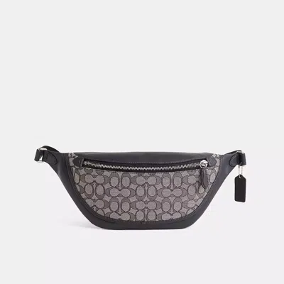 Coach Restored League Belt Bag In Signature Jacquard In Black