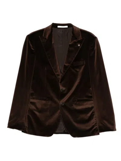 Tagliatore Notch-lapel Pocket Blazer In Brown