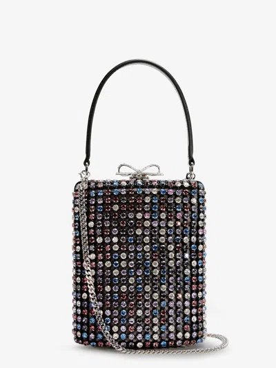 Self-portrait Leather Crossbody Bag With All-over Crystals In Multi