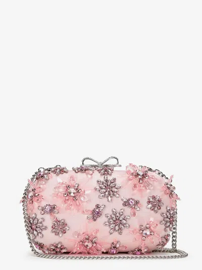 Self-portrait Clutch Bag With Crystals In Pink