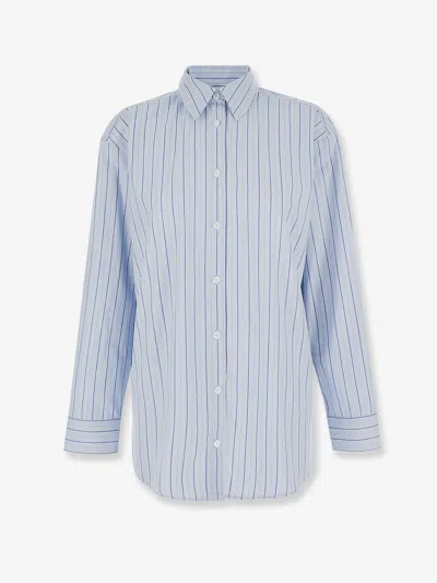 Totême Striped Cotton Shirt In Blue