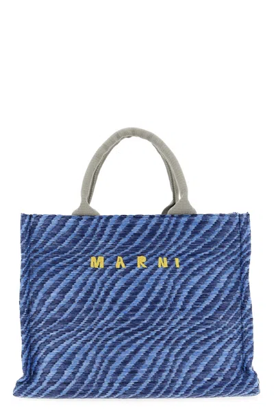 Marni Raffia Handbag Hand Bags Blue In Blue