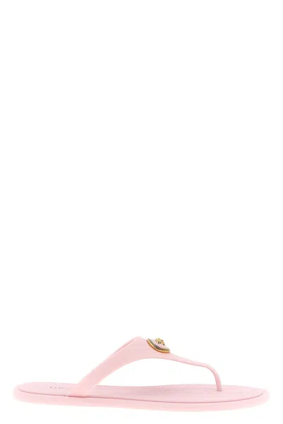 Versace Alia Medusa Rubber Thong Sandals In Pink