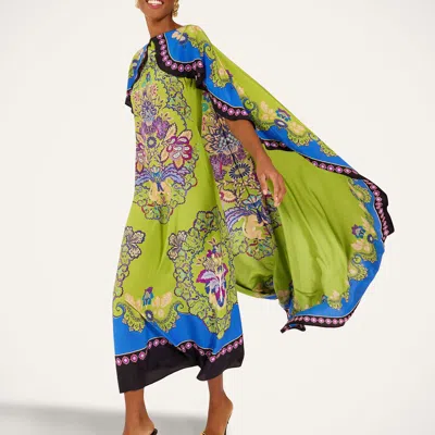 La Doublej Magic Cape-effect Printed Silk Crepe De Chine Maxi Dress In Multi