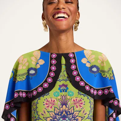 La Doublej Magic Cape-effect Printed Silk Crepe De Chine Maxi Dress In Multi