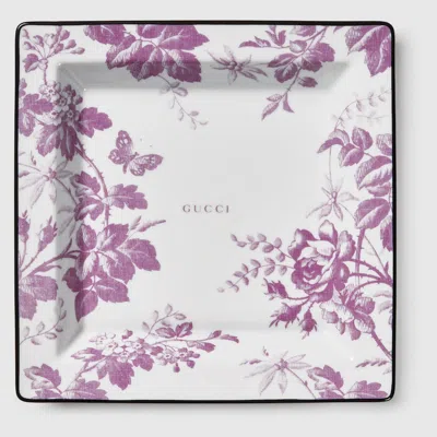 Gucci Grosse Schmuckablage Mit Herbarium-print In Burgundy