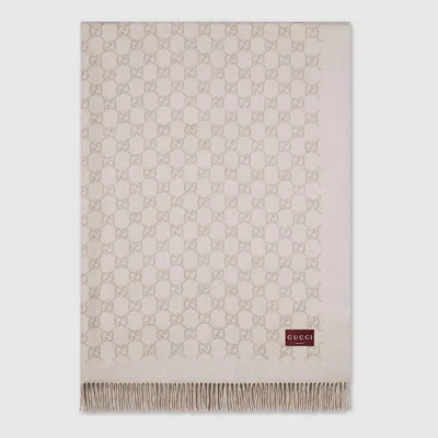 Gucci Wendbare Decke Aus Gg Wolle Und Kaschmir In Neutral