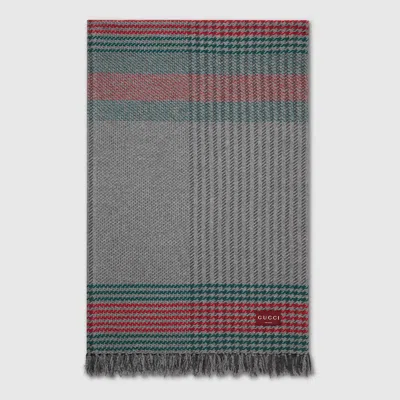 Gucci Decke Aus Kaschmirjacquard Mit Web In Gray