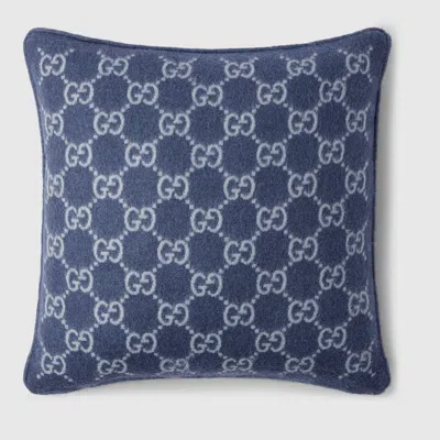Gucci Kissen Aus Gg Woll- Und Kaschmirjacquard In Blue
