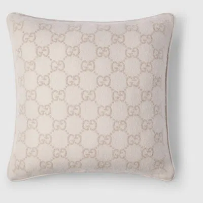 Gucci Kissen Aus Gg Woll- Und Kaschmirjacquard In Neutral