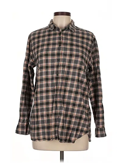 Pre-owned Uniqlo Long Sleeve Button Down Shirt In Brown