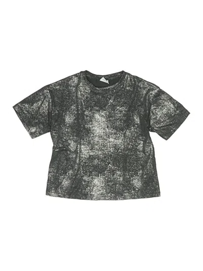 Pre-owned Zara Kids' Short Sleeve Top Gray Metallic Pattern Crew Neck Tops