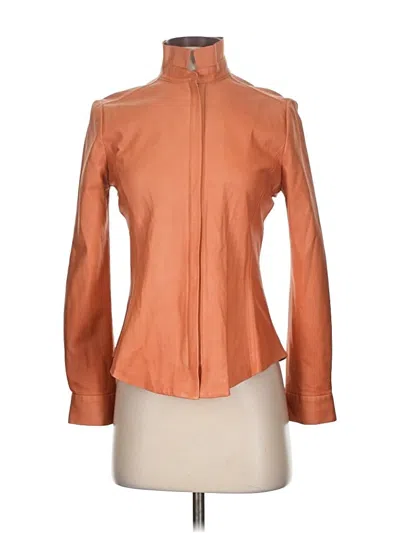 Pre-owned Elie Tahari Leather Jacket In Orange
