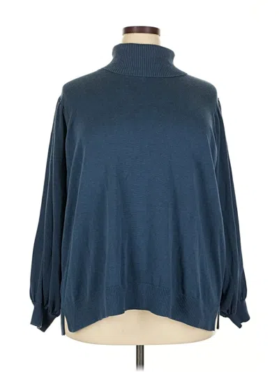 Pre-owned Belle By Kim Gravel Turtleneck Sweater In Blue