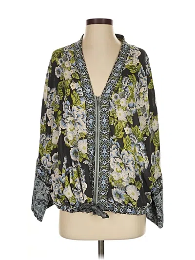Pre-owned Free People 3/4 Sleeve Blouse In Green