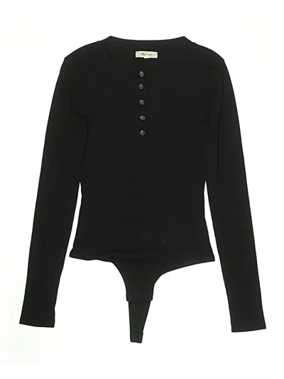 Pre-owned Madewell Long Sleeve Top Black Keyhole Neckline Tops