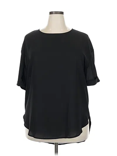 Pre-owned New York And Company Short Sleeve Blouse In Black