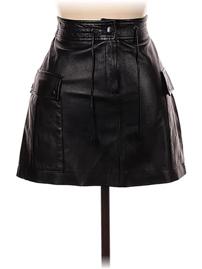 Pre-owned Burberry Leather Skirt In Black