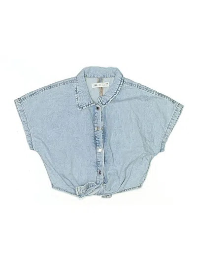 Pre-owned Zara Kids' Short Sleeve Button Down Shirt In Blue